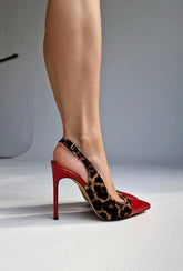 SAPATO SALTO ALTO FINO SLINGBACK ESTAMPA DE LEOPARDO